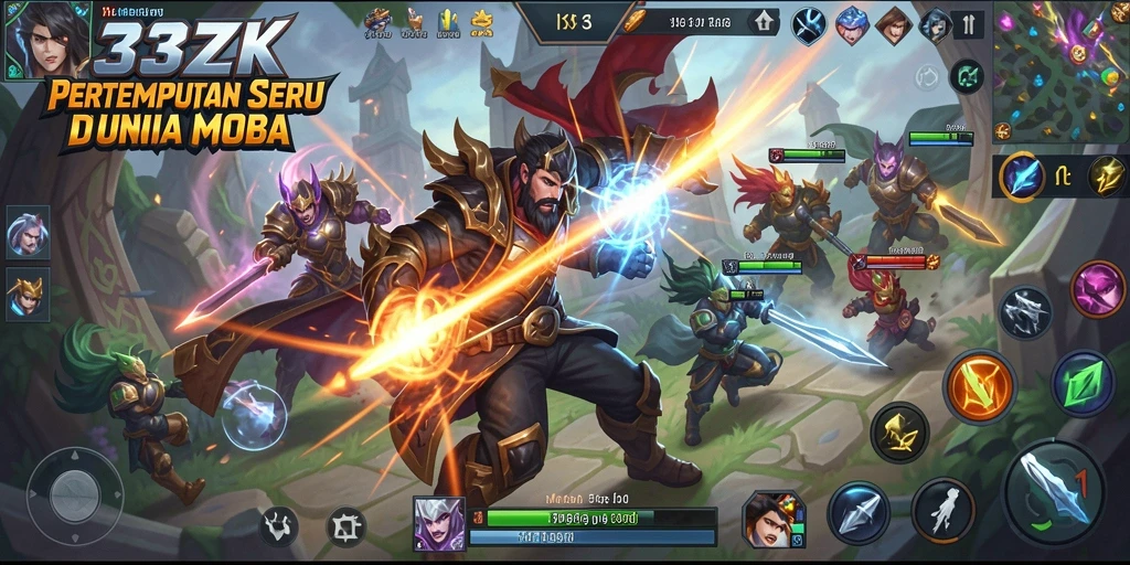 Screenshot gameplay <strong>33ZK</strong> yang menunjukkan pertarungan seru di arena.