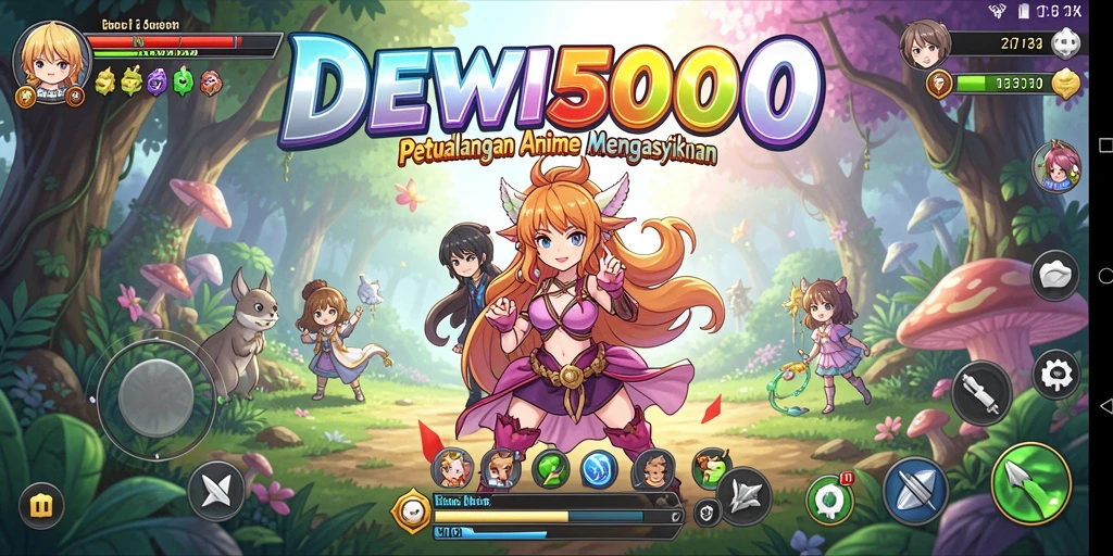 Screenshot DEWI5000 menampilkan aksi karakter Anime yang menarik.