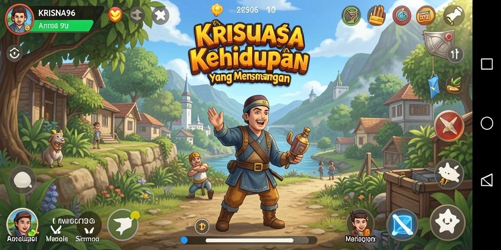 Tampilan gameplay seru dari KRISNA96 dengan berbagai aktivitas simulasi.
