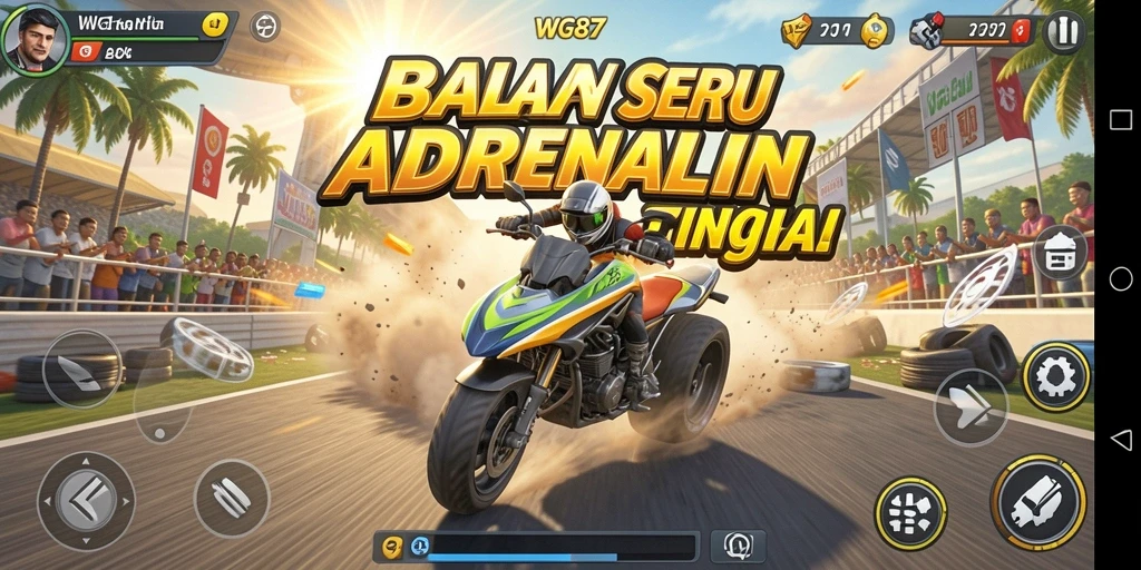 Tampilan menarik dari gameplay balapan WG87 yang mendebarkan.